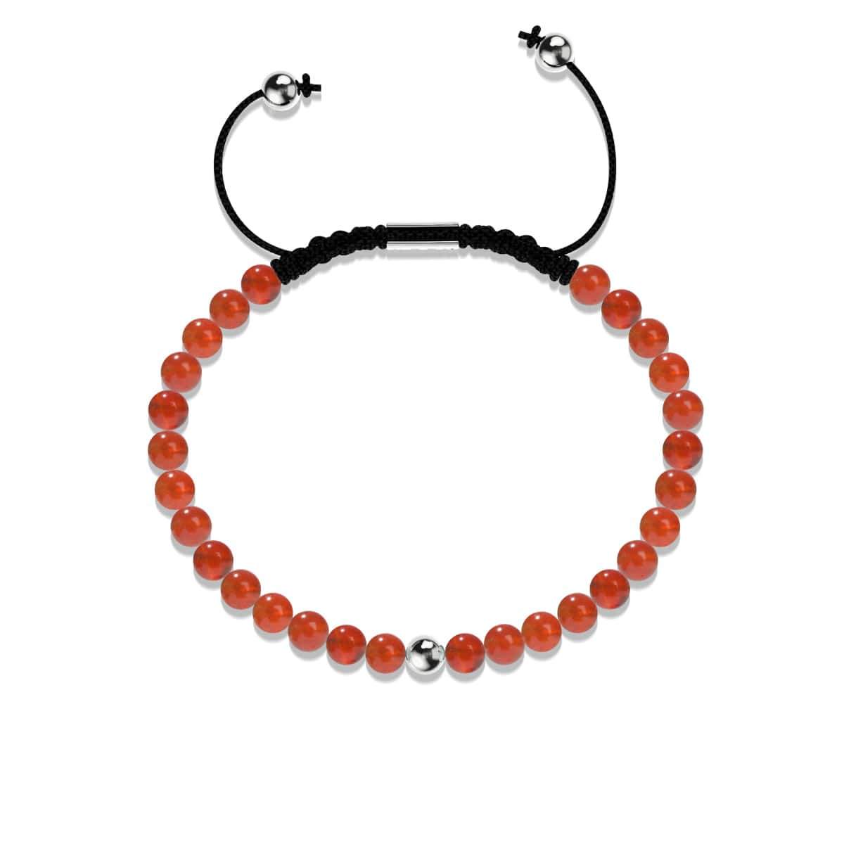 Koralle | 925 Sterling Silber | Fokus Edelstein Makramee Armband